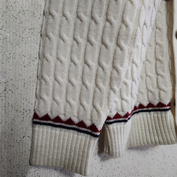 Lord Jeff Knit Cardigan Sweater 100% Wintuk Made In USA Fair Isle Style M Beige - Picture 13 of 16